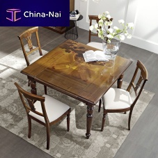 Traditional table QUADRO walnutwalnut basesquare