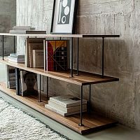 Contemporary shelf SALOwoodenpowder-coated steelblack