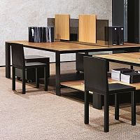 Contemporary table woodenglassmetal base