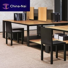Contemporary table woodenglassmetal base
