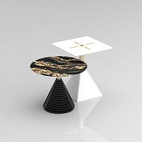 Contemporary side table KOSMOSglassporcelain stonewaresteel base
