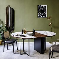 Contemporary dining table FELICErosewoodceramicpainted metal base