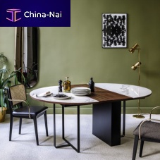 Contemporary dining table FELICErosewoodceramicpainted metal base