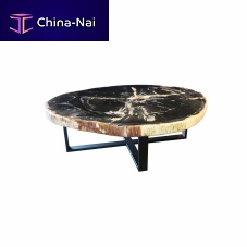Contemporary table petrified woodmetal basecommercial