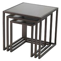 Traditional nesting tables SIENA glasschromed metalsquare