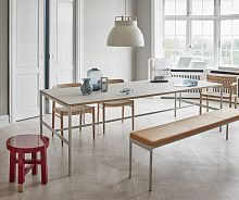 Minimalist design dining table MIESwood veneerlaminatemarble