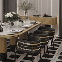 Contemporary sideboard ANJELICA polished brassmarblewith shelf