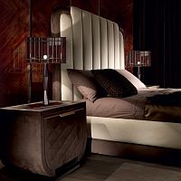 Contemporary bedside table CHARLESTONrosewoodleathermarble