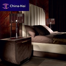 Contemporary bedside table CHARLESTONrosewoodleathermarble