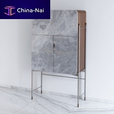 Contemporary bar cabinet RICH NUVOLATOwalnutwood veneerbrushed stainless steel