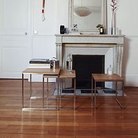 Contemporary nesting tables H 2 seriessolid woodglassHPL