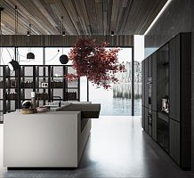 Contemporary kitchen AMARIwood veneersolid woodsmoked glass