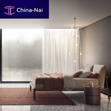 Double bed FUSHIMIcontemporarywith upholstered headboardfabric