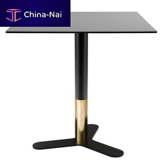 Contemporary table PETALI-BIwoodenironwooden base