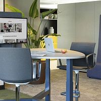 Contemporary table BALANCEwoodenmetalmetal base