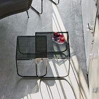 Contemporary nesting tables TOKIOglasslacquered metalconcrete