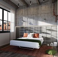 Double bed RETTANGOLOcontemporarywith headboardwith shelf