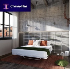 Double bed RETTANGOLOcontemporarywith headboardwith shelf