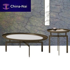 Contemporary side table NERAmetalfabricmetal base