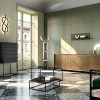 Contemporary coffee table BOXlacquered glassmetal baserectangular