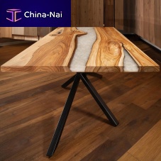 Contemporary table resinwoodenaluminum base