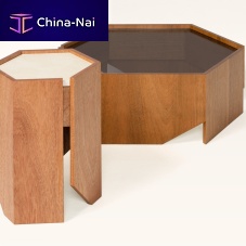 Contemporary coffee table CHTEAUglassstonewalnut base
