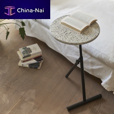 Contemporary side table KOJIlacquered MDFsteel baseround