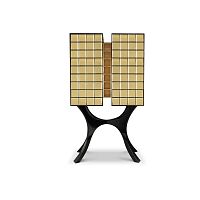 Contemporary bar cabinet MONDOlacquered woodglasswith hinged door