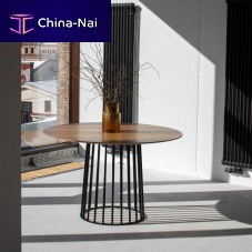 Contemporary table TOP HATwoodenmetal baseround