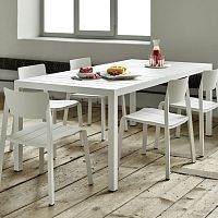 Minimalist design table FLOWlacquered aluminumlacquered aluminum baserectangular