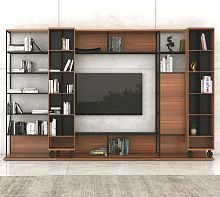 Contemporary TV cabinet LITERATURA OPEN TVwith shelvesoakwalnut