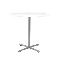 Contemporary table CROSS / 572laminatelacquered metal steel baseround