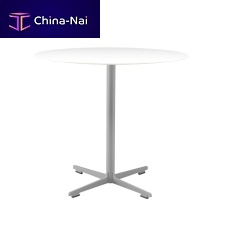 Contemporary table CROSS / 572laminatelacquered metal steel baseround