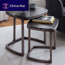 Contemporary nesting tables ANTIGONEmarbleash basesquare
