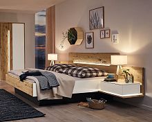 Double bed JOVANNAcontemporarywith headboardwith integrated bedside table