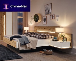 Double bed JOVANNAcontemporarywith headboardwith integrated bedside table