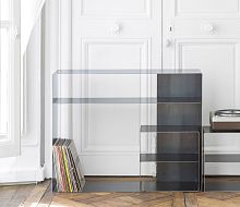 Industrial design sideboard table QUATTRO : 3waxed woodsteelrectangular