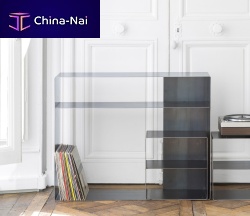Industrial design sideboard table QUATTRO : 3waxed woodsteelrectangular