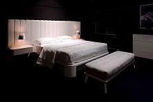 Double bed RAFAcontemporarywith upholstered headboardwith integrated bedside table