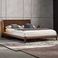 Double bed Honeymooncontemporarywith leather headboardupholstered