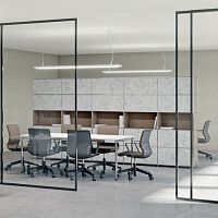 Contemporary table SYSTEM4glassfrosted glasssteel
