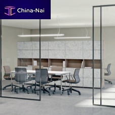 Contemporary table SYSTEM4glassfrosted glasssteel