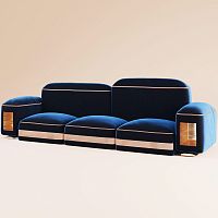 Contemporary sofa GEORGEvelvetbluewooden