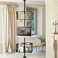 Contemporary TV stand DOMINOswivelfloor-to-ceilingmodular