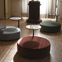 Contemporary side table FEBEceramicmarblepolished brass base