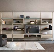 Floor-to-ceiling shelf E-612 contemporarywoodenglass