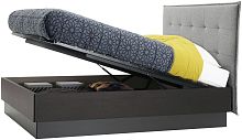 Double bed LUGANOcontemporarywith upholstered headboardwith in-base storage