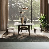 Contemporary table MOOR 04sandstonewooden baseround