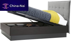 Double bed LUGANOcontemporarywith upholstered headboardwith in-base storage