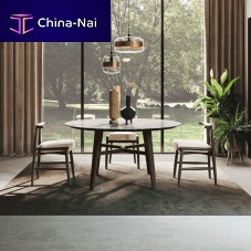 Contemporary table MOOR 04sandstonewooden baseround
